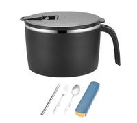 Générique Noodle Bowl Set, Double Wall Pasta Cooker, 1350ml Stainless Steel Lunch Bowl with Lid and Handle, Food Container with Insulated Design, Portable Kitchenware for Office College Dorm Room