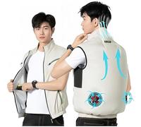 Générique Noraui Storm Fan Jacket, Noraui 2025 Storm Fans, Japanese Fan Jackets with 2 Fans, 360 Cooling Vest for Men (White,Grand)