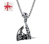 Générique Nordic Hatchet Pendant Necklace,Stainless Steel Hatchet Shaped Necklace,Vintage Punk Stylish Pendant Jewelry for Men Women