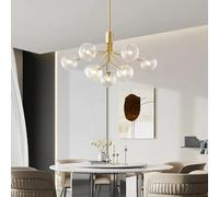 Générique Nordic LED Brass Ceiling Chandelier for Living room Bedroom Kitchen Dining Decor Black Gold Copper Pendant lamp Indoor lighting