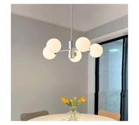 Générique Nordic LED Chandelier for The Bedroom Dining Room Modern Milk White Glass Ball Ceiling Pendant Lamp Hanging Lighting Home(Cold White,5heads)