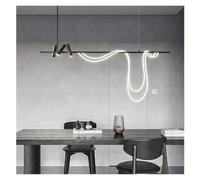 Générique Nordic LED Chandelier Home Decor Lighting Suspension Design Fixture Modern Strip Pendant Light for Dining Living Room Bedroom,Black(Strip,D120cm)