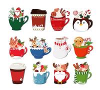Générique Notes Autocollantes De Noël,12 Pièces Accessoires de Bureau Tasse Père Noël | Notes Autocollantes de et Café | Pour École Maternelle Classe Récompense Fête Décoration Anniversaire