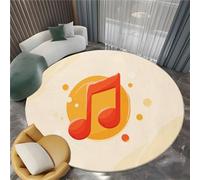 Générique Notes De Musique Points Rond Tapis Salon 160 cm Minimalisme Rond Tapis Intérieur, Douce Dessous antidérapant Moquette Nettoyage Facile Moquette pour Salon Chambre Salle à Mange
