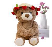 Générique Nounours en Peluche - Doudou Ours Tendre Et Doux À r | Jouet avec Bouquet De Roses | Ours Magnétique Serrant Une Fleur Et Chapeau Rose Transformable, Cadeau Mignon pour Filles Femmes, Déc