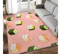 Générique Nourriture 80 x 150 cm Imprimé Tapis de Chambre, Cartoon Mignon Sushi Lavable Tapis de Salon Antidérapant - Rose Doux Moquette pour Salle de Séjour Chambre d'enfant Salle de Jeu