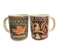 Générique Nous. Tasse Du 250e Anniversaire, Isolation En Céramique, 15,3 X 10,5 X 13,5 Cm, Tasse Drapeau Américain De L', Café Commémoratif Du 250e Anniversaire Des États-Unis, Salut Inspirant D