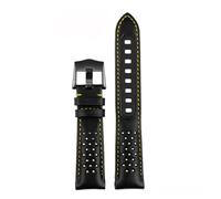 Générique Nouveau bracelet de montre en cuir véritable respirant 21 mm compatible avec Omega 311.92 Super Moon Dark Side Apollo ..44 Series Bracelet(Yellow line-black)