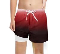 Générique Nouveau Pantalon de Bain décontracté pour garçons - élégance Sportive avec Doublure de Compression et Short élastique idéal pour l’Entrainement et Les Loisirs de l’enfance (Red, 5-6 Years)