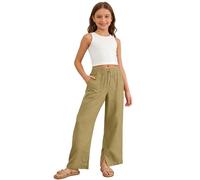 Générique Nouveau Pantalon décontracté pour Filles - Pantalon Confortable et Extensible pour Jeu Quotidien avec élastique Parfait pour l’éveil et la détente des Filles (Khaki, 13-14 Years)