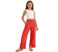 Générique Nouveau Pantalon décontracté pour Filles - Pantalon Confortable et Extensible pour Jeu Quotidien avec élastique Parfait pour l’éveil et la détente des Filles (Watermelon Red, 9-10 Years)