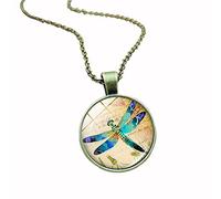 Générique Nouveau Vintage Dragonfly Faux Cabochon Pendentif Femmes Bijoux Collier/Porte-clés - 1# Élégant et Populaire Utile et professionnel