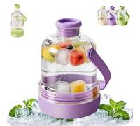 Générique Nouvelle bouteille d’eau transparente multifonction 2026 Machine à glace avec bac à glace, tasse de café glacé portable sans contact, bouteille 2-en-1 glacée avec poignée (Violet)