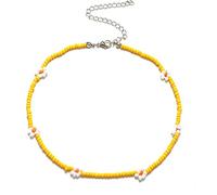 Générique Nouvelle corée belle marguerite fleurs coloré perlé breloque déclaration court collier ras du cou pour les femmes vacances bijoux Utile et professionnel