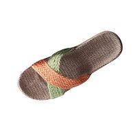 Générique Nouvelles femmes d'intérieur respirant coton lin couples maison Double ColorLinen pantoufles tricotées en été Compensées Noires Pour Femmes Habillées Bout Fermé (Yellow, 37)