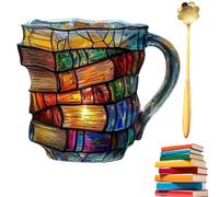Générique Novelty 3D Painted Books Coffee Mug,Unique Books Stack Coffee Cup,Colored Resin Book Coffee Mug,Collection Gifts for Literature Lovers Book Lovers