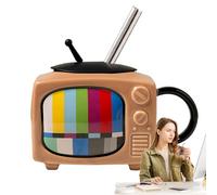 Générique Novelty Beer Mug - 450ml Retro Ceramic Cup | Creative Television-Style Travel & Coffee Mug | Essential Drinkware For Home School Dorms And Gift-Giving