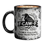 Générique Novelty Coffee Mug | Gothic Ceramic Design with Raven and Steaming Cup | Spooky Halloween Cups Microwave Safe for Home Farmhouse Office Tea Hot Cocoa Milk Cold Drinks Coworkers