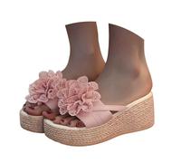 Générique Nu pieds femme semelle épaisse pour femmes, sandales de plage une bride, tendance et décontractées, en dentelle et fleurs sandales largespour femme qui travaille debout Sandale femme plage