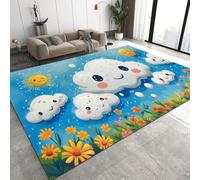 Générique Nuages Soleil Tapis 50 x 80 cm Dessin Animé Ciel Antidérapant Lavable Tapis de Sol Doux Facile d’Entretien Petit Tapis de Chevet pour Chambre Entrée Q-343