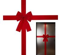 Générique Nœud de Porte de Noël, Décoration de Noël pour Porte D'entrée, Grand Ruban Floqué Rouge Noels Portes, Décoration de Fête, pour Les Fêtes de Mariage Noëls, Portes Et Fenêtres