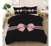 Générique Nœud Rose Housse de Couette 220x240 - Rayure Rose Parure de Lit en Microfibre Réversible, Minimalisme Moderne Parure de lit 3 pièces avec 2 Taies d'oreiller 65x65cm C163k