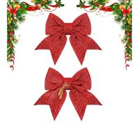 Générique Nœuds de Noël pour Sapin 2 pièces Ruban pailleté à Liens torsadés | Décorations de nœuds de Noël 13,1 x 7,6 cm pour maison, cuisine, mur, cheminée, fêtes, Saint-Valentin, anniversaire,
