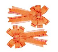 Générique Nœuds Orange De Récolte d'automne - Paquet De 2 Nœuds De Couronne De d'automne pour Thanksgiving Et Halloween, Nœud en Ruban De Lin Et De Soie avec Fil, Nœud Décoratif Au Sommet d'un Arbre