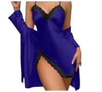 Générique Nuisette Femme Pyjama Chemise De Nuit Longue Robe Déshabillé Soie Manches Longues Rouge Sexy Érotique Coton Satin Manche Courte Lingerie Erothique Fond Noir Ete Ouverte Devant XXL