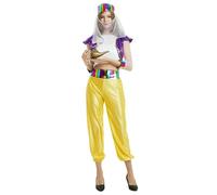 Générique « Nuits exquises » pour adulte tenue élégante de cosplay soirée thématique déguisement oriental style idéal fête costumée vêtement cour fantaisie splendide (Yellow, One Size)