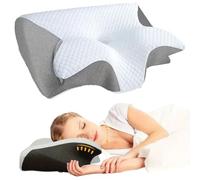 Générique Nuviya Papillon 3.0, Nuviya Ergonomic Orthopaedic Shaped Cervical Anti-Snoring Pillow, Suitable for Side Sleepers to Relax Shoulders and Neck (Gris)