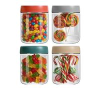 Générique Oats Container | 450ml Airtight Glass Jars With Lids | 4 Pieces Wide Mouth Oats Storage Jars, Optimized For Fruit Veggies Sauce Snack Chia Pudding Cereal Yogurt Beans Milk Soup Meal Prep