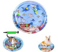 Générique Ocean Breeze Splashland Cat Toy,Large Water Sensory Play Mat for Cats,Double Thickened Sensory Water Mat for Cat Dog with Pump,Ocean Themed Inflatable Waters Playmat for Indoor Cats