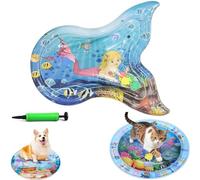 Générique Ocean Breeze Splashland Cat Toy,Large Water Sensory Play Mat for Cats,Double Thickened Sensory Water Mat for Cat Dog with Pump,Ocean Themed Inflatable Waters Playmat for Indoor Cats