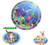 Générique Ocean Breeze Splashland Cat Toy,Large Water Sensory Play Mat for Cats,Double Thickened Sensory Water Mat for Cat Dog with Pump,Ocean Themed Inflatable Waters Playmat for Indoor Cats