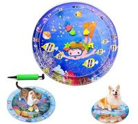 Générique Ocean Breeze Splashland Cat Toy,Large Water Sensory Play Mat for Cats,Double Thickened Sensory Water Mat for Cat Dog with Pump,Ocean Themed Inflatable Waters Playmat for Indoor Cats