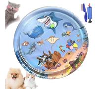 Générique Ocean Breeze Splashland for Cats/Dogs, Thickened Anti-Scratch Cat Water Mat with Fish, Ocean Breeze Splashland Cat Toy, Indoor and Outdoor Use in Summer (E-39IN)