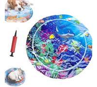 Générique Ocean Breeze Splashland for Cats, Interactive Pet Water Bed, Cat Play Pool with Fish, Thickened Anti-Scratch Water Mat for Indoor Cat Dog (Large Round Model D)