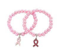 Générique Octobre Rose Bracelet Bracelet Pierre Naturelle Femme Avec Ruban de Sensibilisation au Cancer du Sein Cadeau de survivant pour femme