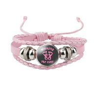 Générique Octobre Rose Bracelet, Bracelet Rose Lutte Contre Le Cancer Bijoux Octobre Tressé Ruban Cancer du Sein Accessoires Elegant pour femmes filles