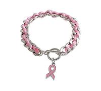 Générique Octobre Rose Bracelet Lutte Contre au Cancer du Sein Le Cancer en Simili Cuir et Ruban Ruban Accessoires 2025 Cadeau, Espoir, Croire (Rose)