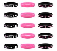 Générique Octobre Rose Bracelets en Silicone 15 Français Bracelets de Sensibilisation au Cancer du Sein Octobre Rose Ruban Accessoires Fournitures Activité Cadeau Never Lose Hope