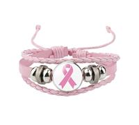 Générique Octobre Rose Bracelets pour la Sensibilisation au Cancer du Sein, Ruban Rose Bracelet d'inspiration Réglable Ribbon Charm Tressé, Accessoires Cadeaux pour La Décoration Charité