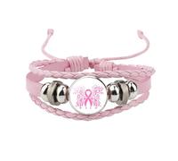 Générique Octobre Rose Bracelets pour la Sensibilisation au Cancer du Sein, Ruban Rose Bracelet d'inspiration Réglable Ribbon Charm Tressé, Accessoires Cadeaux pour La Décoration Charité