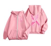 Générique Octobre Rose Cancer du Sein Pull Court Chaud de Sport Décontracté en Polaire avec Cordon Serrage et Fermeture Éclair Mensuelle la Prévention des Femmes Plaid Sweat Capuche pour Femme