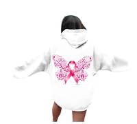 Générique Octobre Rose Chemise Brode Homme pour Le Mois de Sensibilisation Cancer du Sein féminin Pull Doudou(Blanc,XL)