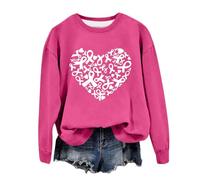 Générique Octobre Rose Sweat Femme Cancer du Sein Octobre Ruban Sweatshirt Pull Doux Et Confortable, Motif Coeur Et Espoir, Polyvalent pour Toutes Les Saisons, Facile A Entretenir, Lavage A Froid