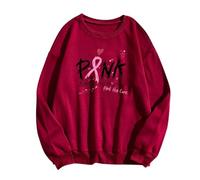 Générique Octobre Rose Sweat Femme Cancer du Sein Octobre Ruban Sweatshirt Pull Doux Et Confortable, Motif Coeur Et Espoir, Polyvalent pour Toutes Les Saisons, Facile A Entretenir, Lavage A Froid