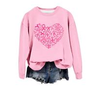Générique Octobre Rose Sweat Femme Cancer du Sein Octobre Ruban Sweatshirt Pull Doux Et Confortable, Motif Coeur Et Espoir, Polyvalent pour Toutes Les Saisons, Facile A Entretenir, Lavage A Froid