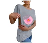 Générique Octobre Rose T-Shirt Allaitement Femme Zip Manches Courtes Cancer du Sein Grossesse Fermetures Éclair Dissimulées Vêtement Été Côté Vêtements de Grossesse